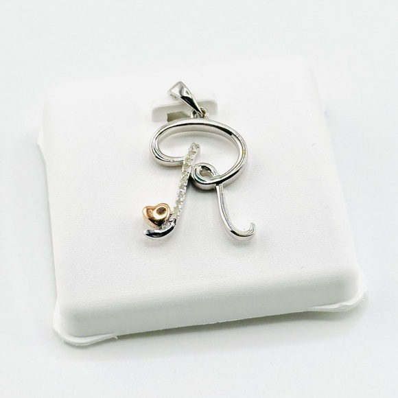 Real diamond R initial pendant for her, Best gift for all occasions, all ages, - Picture 5 of 7